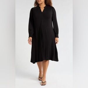 Universal Standard Black Long Sleeve Liquid Jersey Shift Dress